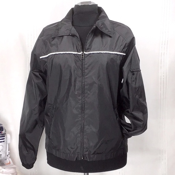 VTG BIKE Windbreaker Black White Zip Front Nylon Unlined - Picture 9 of 9